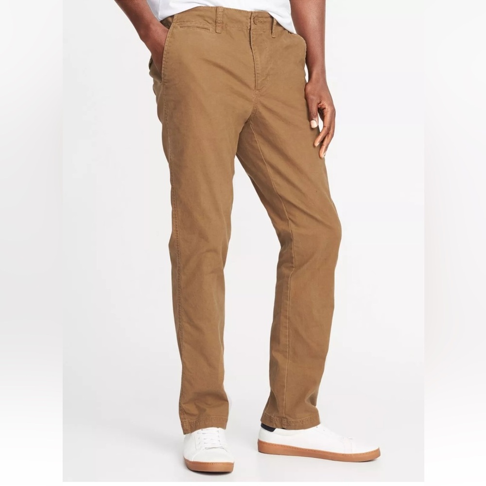 Old Navy Khaki Lived in Straight Pants (Built in Flex)